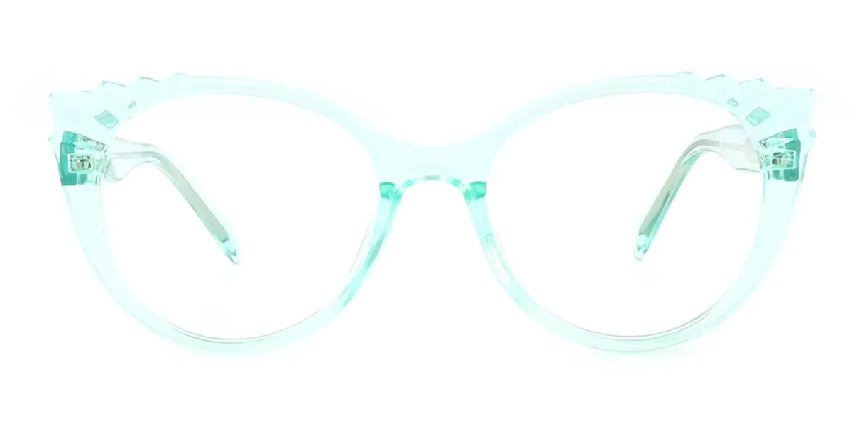 Green Cateye Unique Spring Hinges Custom Engraving Eyeglasses | WhereLight
