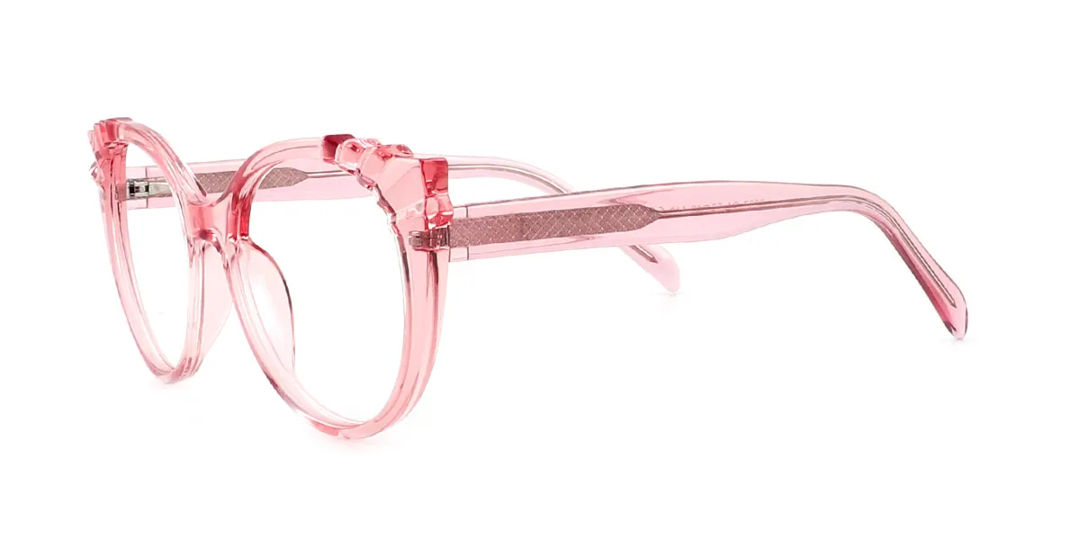 Pink Cateye Unique Spring Hinges Custom Engraving Eyeglasses | WhereLight