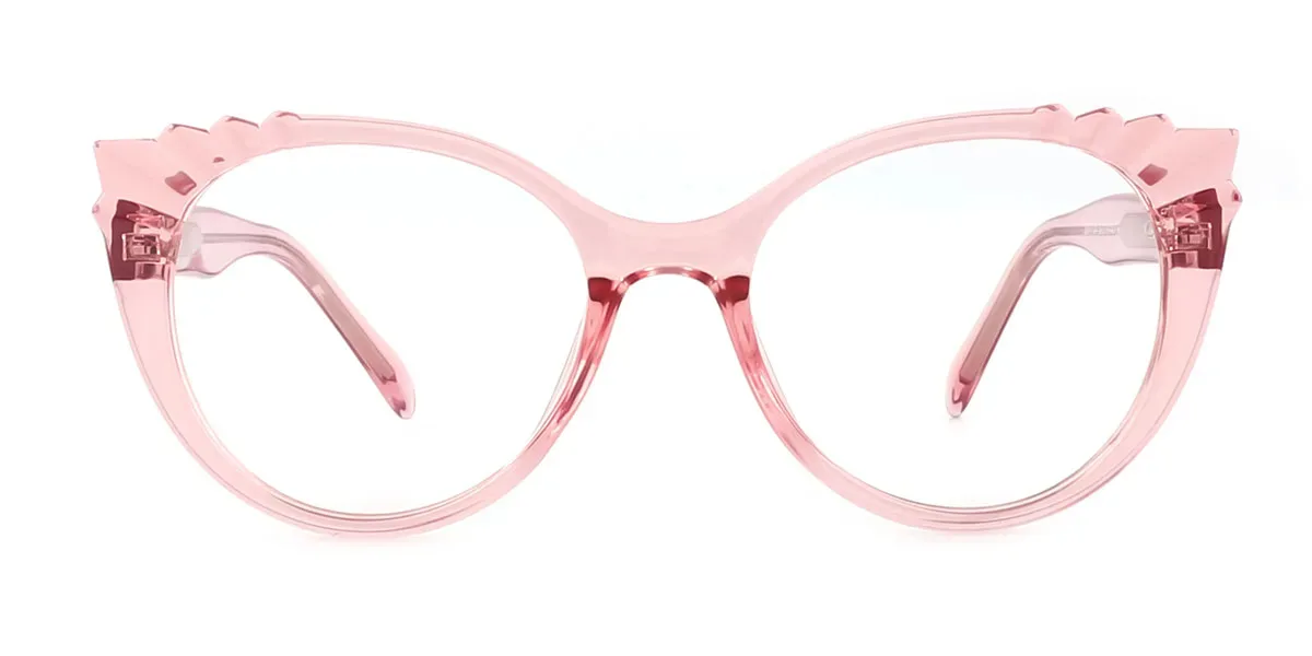 Pink Cateye Unique Spring Hinges Custom Engraving Eyeglasses | WhereLight