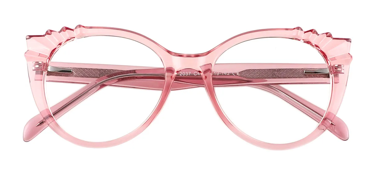 Pink Cateye Unique Spring Hinges Custom Engraving Eyeglasses | WhereLight