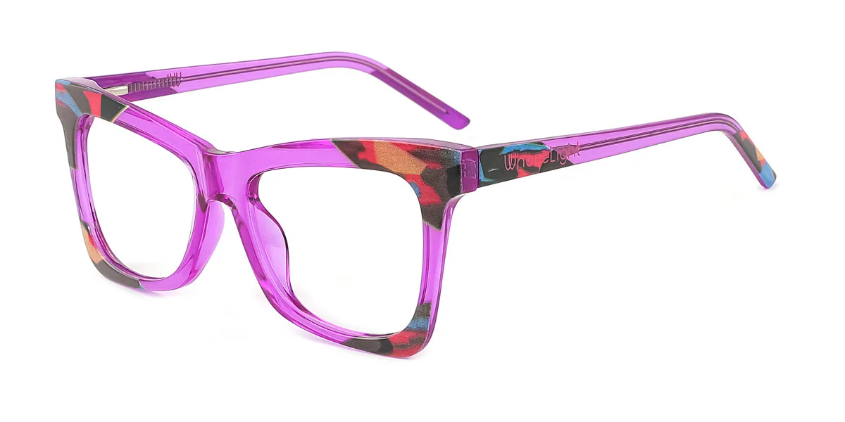 Purple Geometric Butterfly Irregular Retro Unique Spring Hinges Custom Engraving Eyeglasses | WhereLight