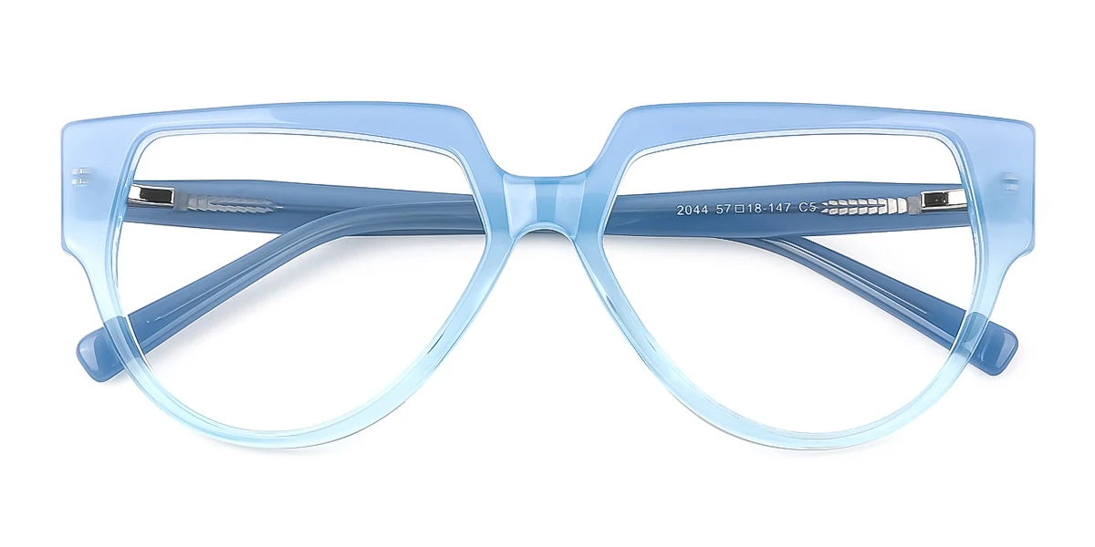 Blue Irregular Unique Gorgeous Spring Hinges Custom Engraving Eyeglasses | WhereLight