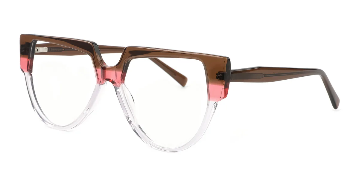 Brown Irregular Unique Gorgeous Spring Hinges Custom Engraving Eyeglasses | WhereLight