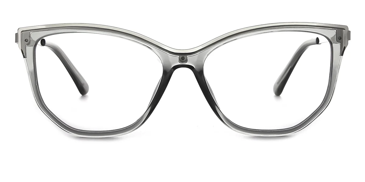 Grey Cateye Unique Spring Hinges Custom Engraving Eyeglasses | WhereLight
