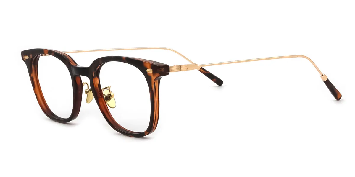 Tortoiseshell Rectangle Simple Classic Retro  Eyeglasses | WhereLight
