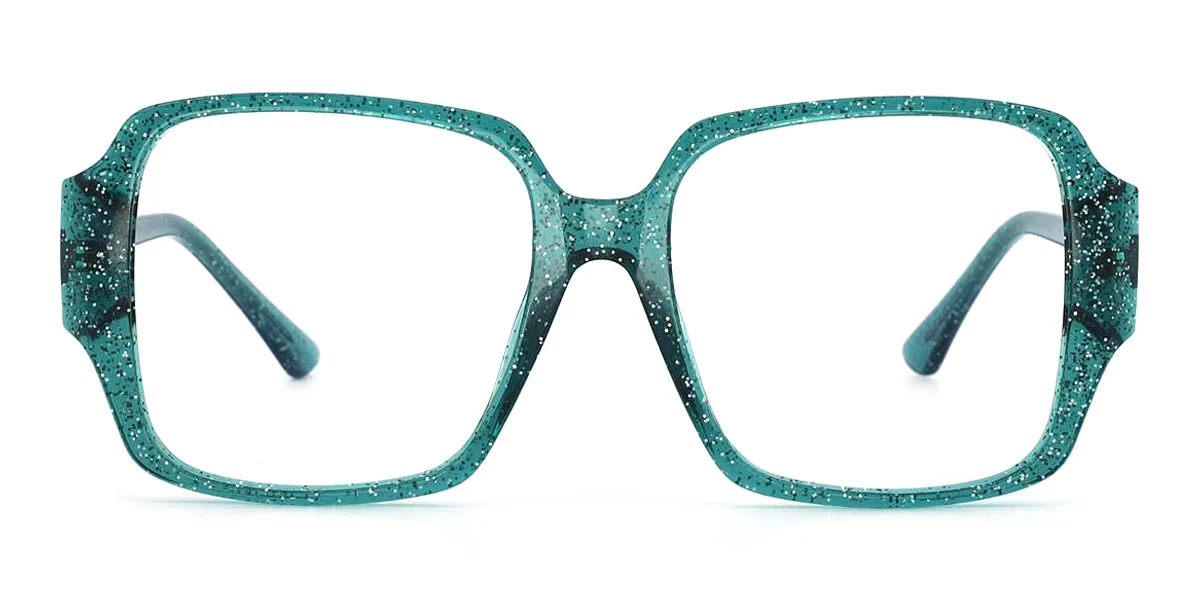 Green Geometric Unique Spring Hinges Custom Engraving Eyeglasses | WhereLight