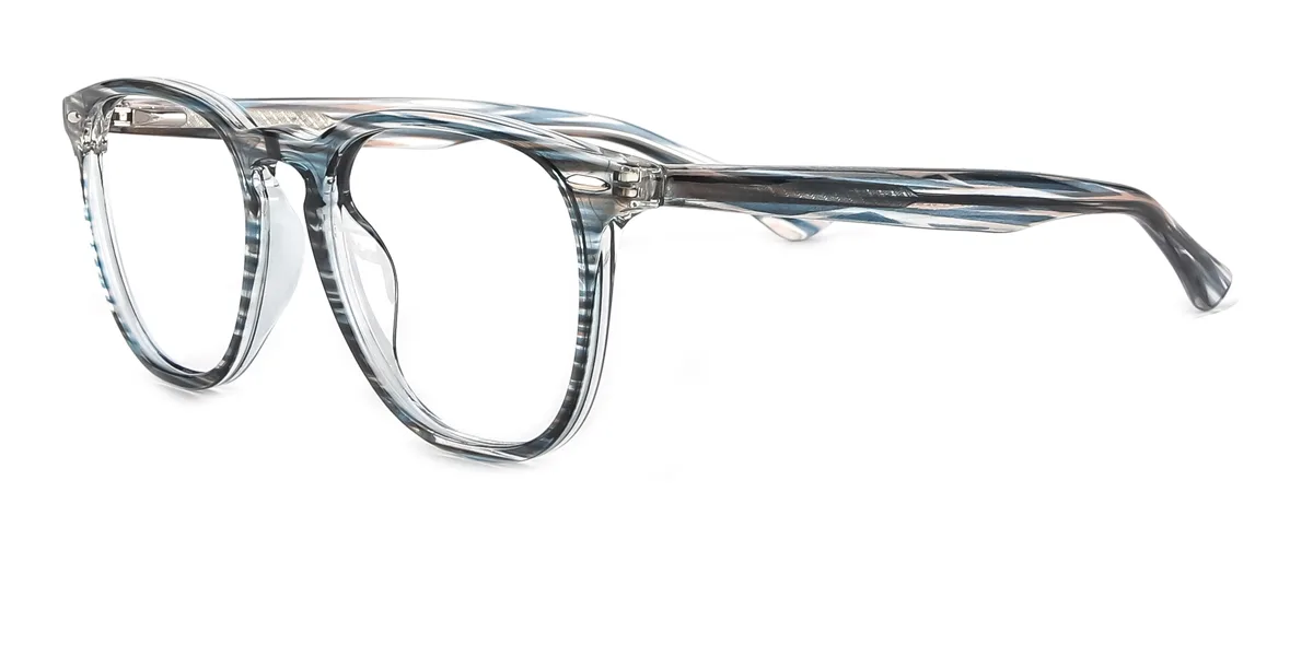 Blue Oval Classic Spring Hinges Custom Engraving Eyeglasses | WhereLight