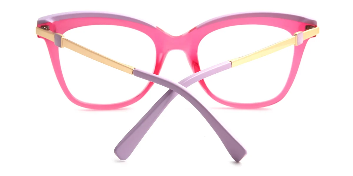 Pink Rectangle Unique Gorgeous Spring Hinges Custom Engraving Eyeglasses | WhereLight