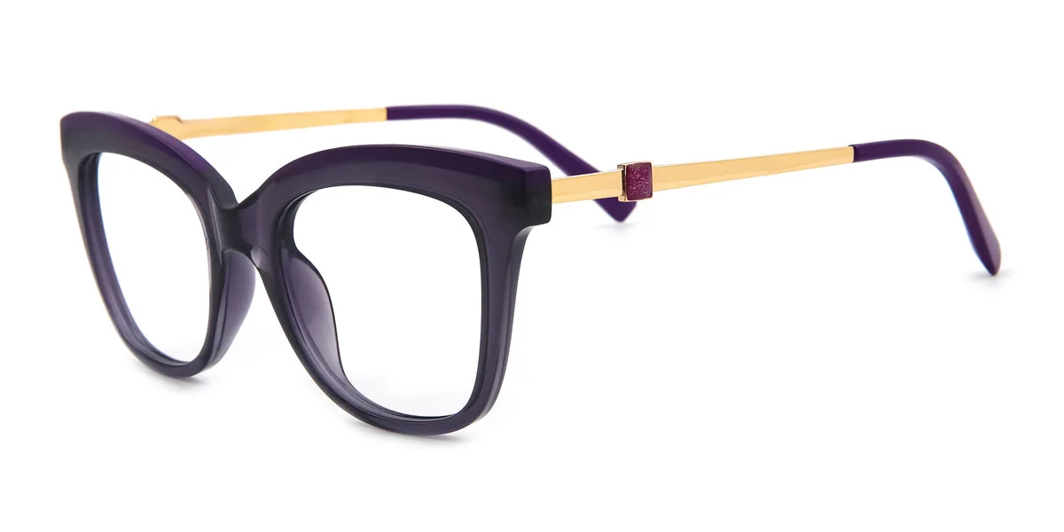Purple Rectangle Unique Gorgeous Spring Hinges Custom Engraving Eyeglasses | WhereLight