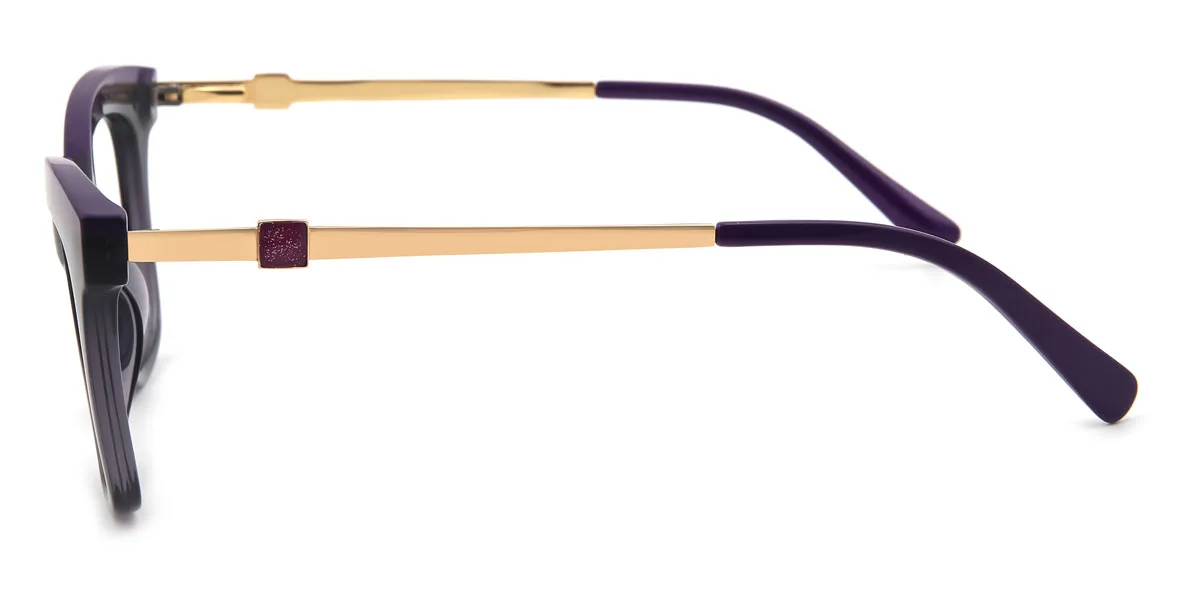 Purple Rectangle Unique Gorgeous Spring Hinges Custom Engraving Eyeglasses | WhereLight
