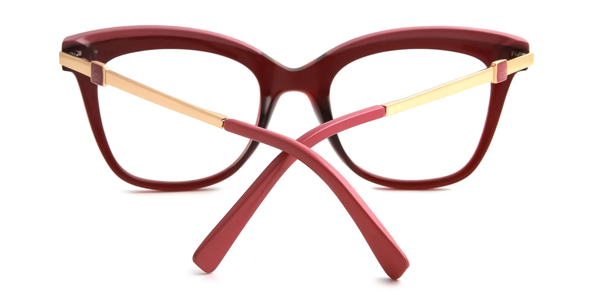 Red Rectangle Unique Gorgeous Spring Hinges Custom Engraving Eyeglasses | WhereLight