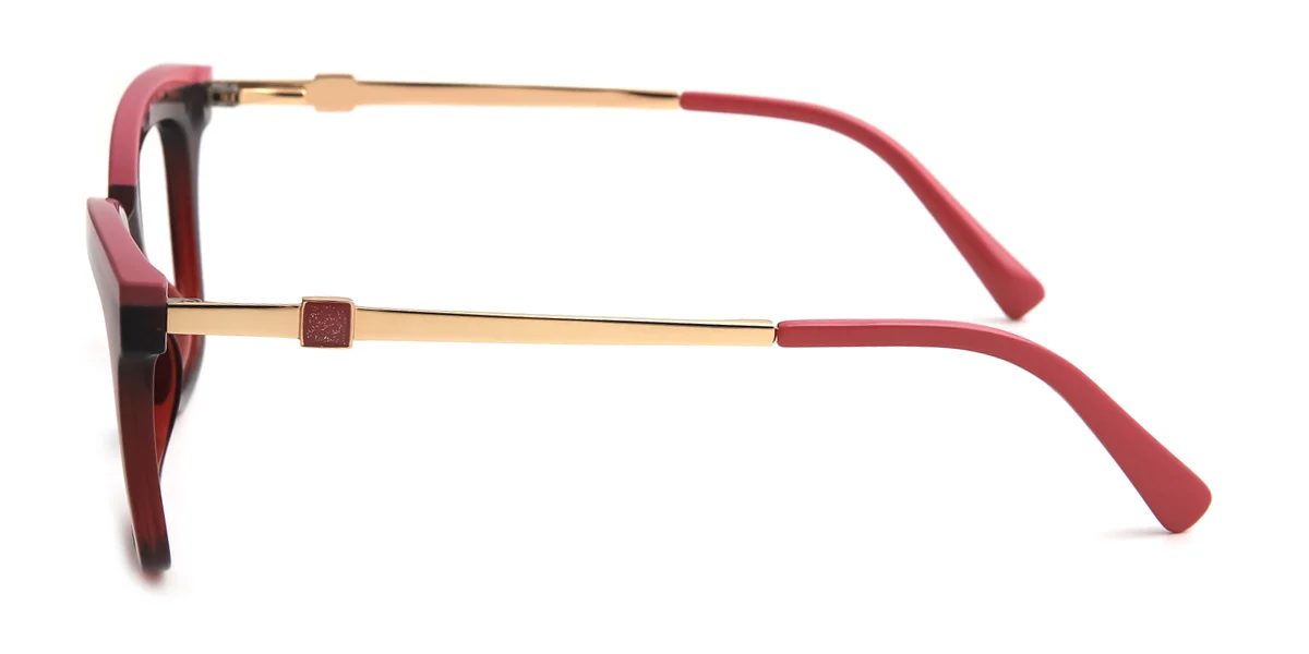 Red Rectangle Unique Gorgeous Spring Hinges Custom Engraving Eyeglasses | WhereLight