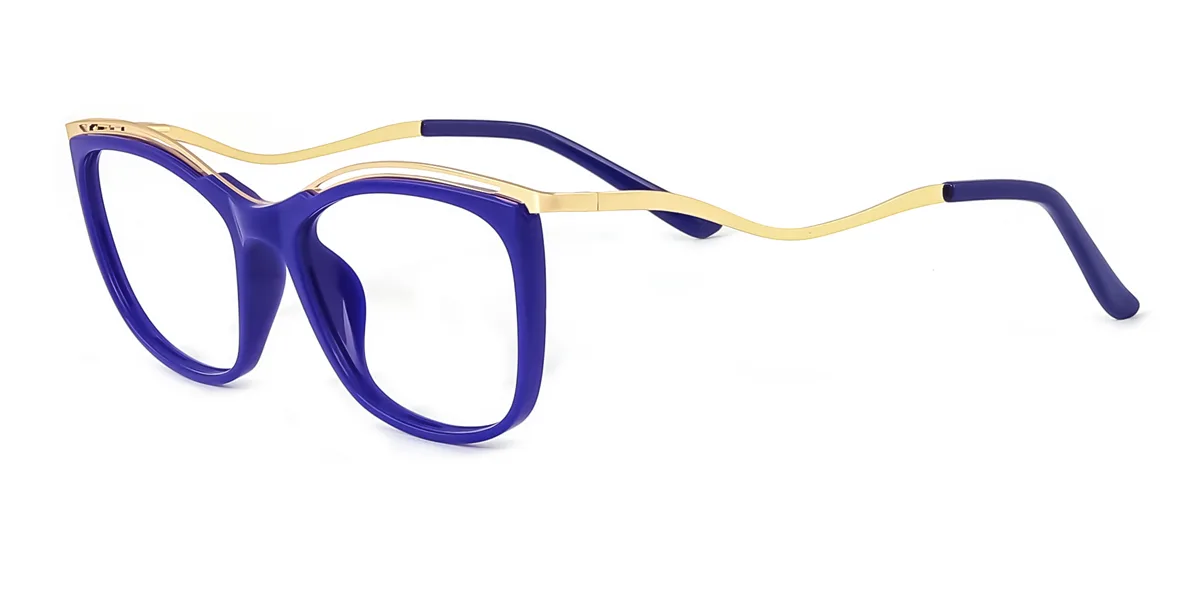 Blue Cateye Unique Spring Hinges Super Light Eyeglasses | WhereLight