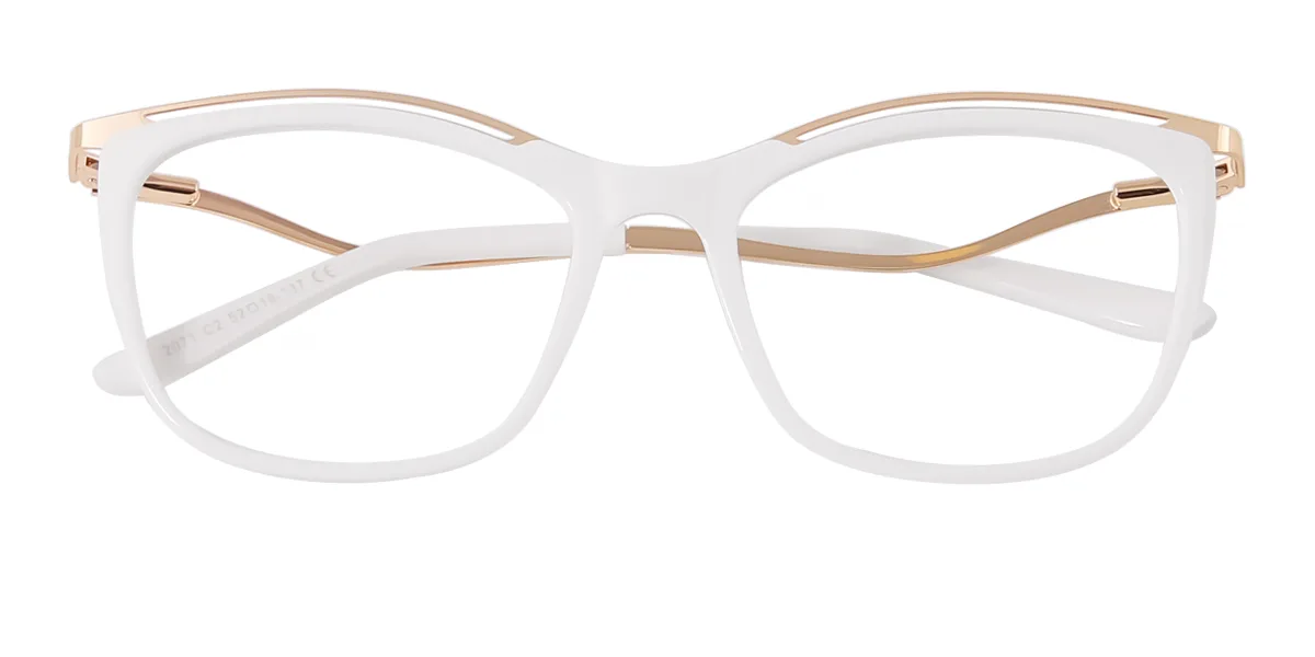 White Cateye Unique Spring Hinges Super Light Eyeglasses | WhereLight