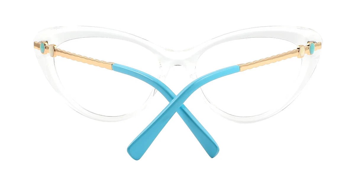 Clear Cateye Simple Classic Retro Spring Hinges Custom Engraving Eyeglasses | WhereLight