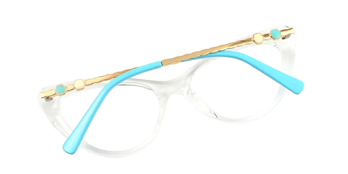 Clear Cateye Simple Classic Retro Spring Hinges Custom Engraving Eyeglasses | WhereLight