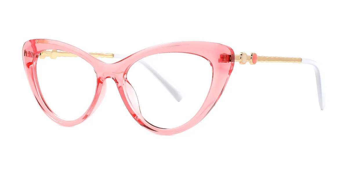 Pink Cateye Simple Classic Retro Spring Hinges Custom Engraving Eyeglasses | WhereLight