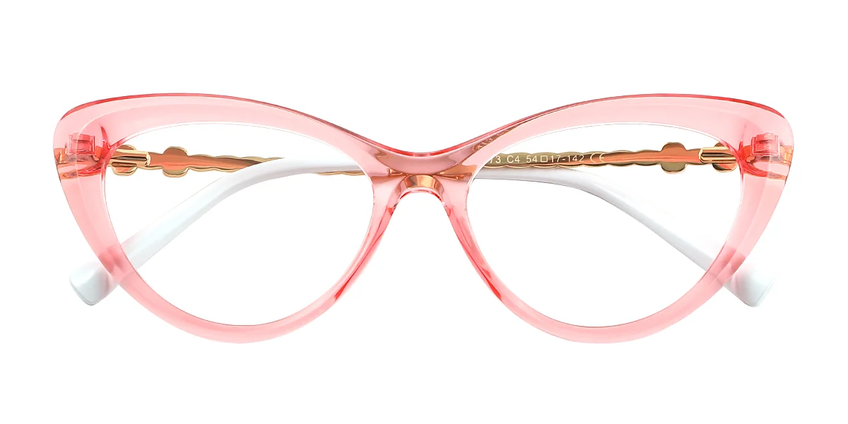 Pink Cateye Simple Classic Retro Spring Hinges Custom Engraving Eyeglasses | WhereLight