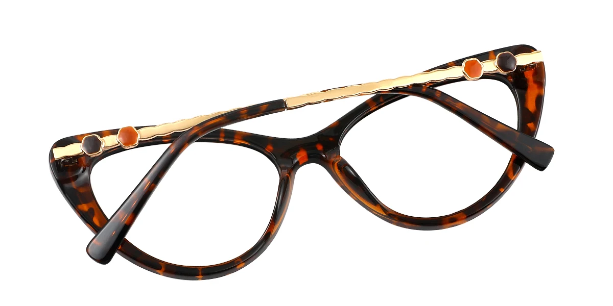 Tortoiseshell Cateye Simple Classic Retro Spring Hinges Custom Engraving Eyeglasses | WhereLight
