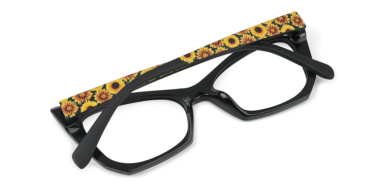 Black Cateye Irregular Unique Gorgeous Custom Engraving Eyeglasses | WhereLight