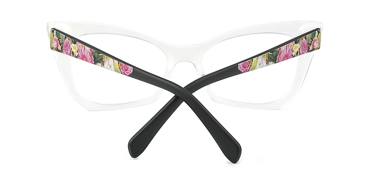 Clear Cateye Irregular Unique Gorgeous Custom Engraving Eyeglasses | WhereLight
