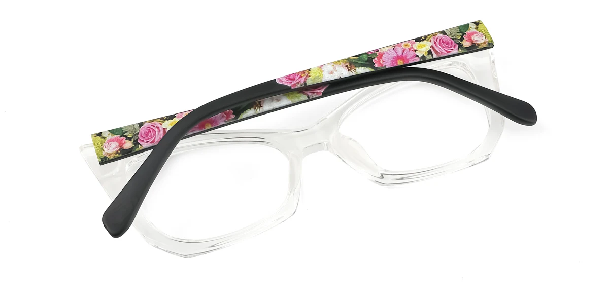 Clear Cateye Irregular Unique Gorgeous Custom Engraving Eyeglasses | WhereLight