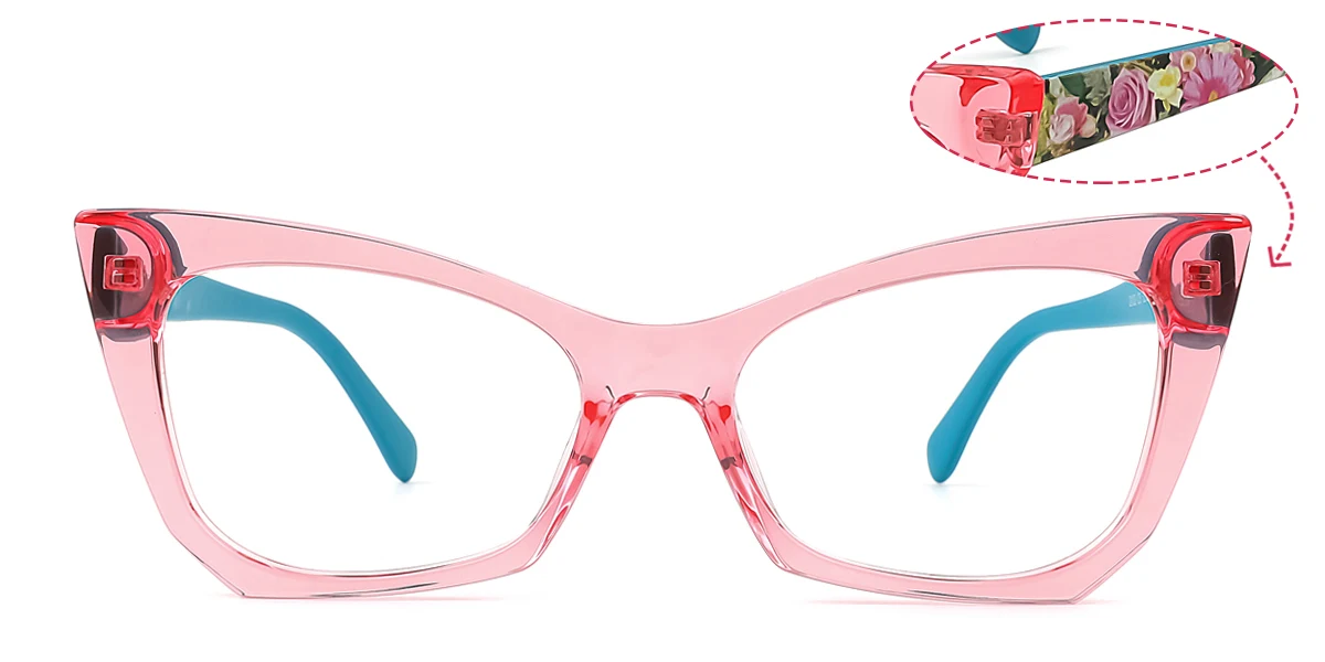 Pink Cateye Irregular Unique Gorgeous Custom Engraving Eyeglasses | WhereLight