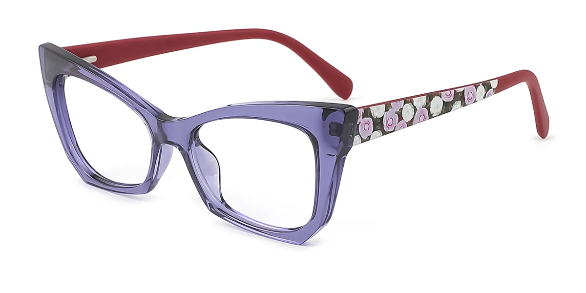 Purple Cateye Irregular Unique Gorgeous Custom Engraving Eyeglasses | WhereLight