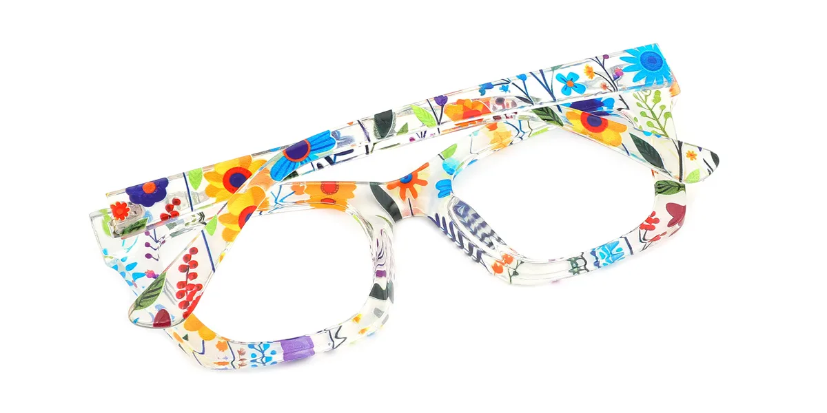 Floral Rectangle Unique  Eyeglasses | WhereLight
