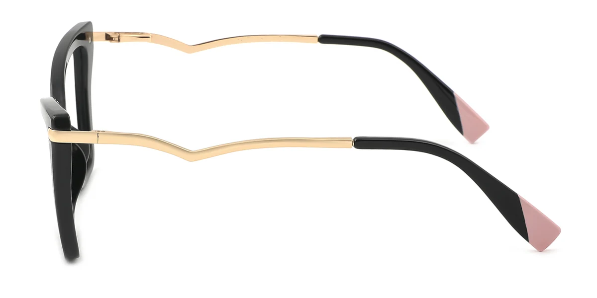 Black Cateye Simple Unique Spring Hinges Custom Engraving Eyeglasses | WhereLight