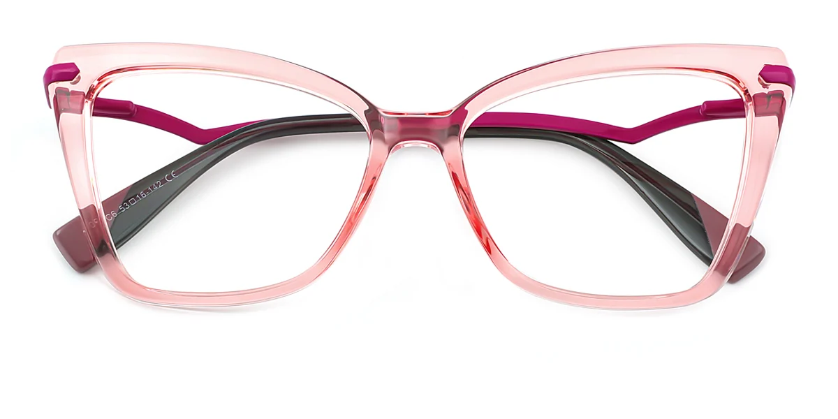 Pink Cateye Simple Unique Spring Hinges Custom Engraving Eyeglasses | WhereLight