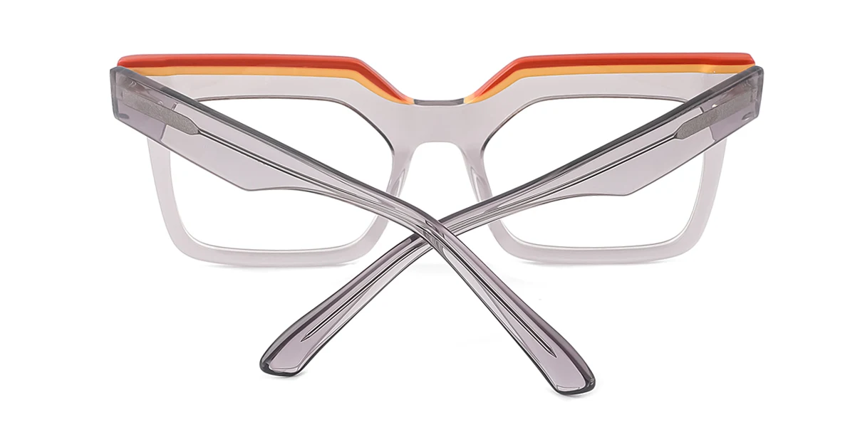 Grey Rectangle Irregular Unique Floral Acetate Spring Hinges Eyeglasses | WhereLight