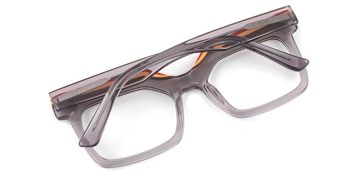 Grey Rectangle Irregular Unique Floral Acetate Spring Hinges Eyeglasses | WhereLight