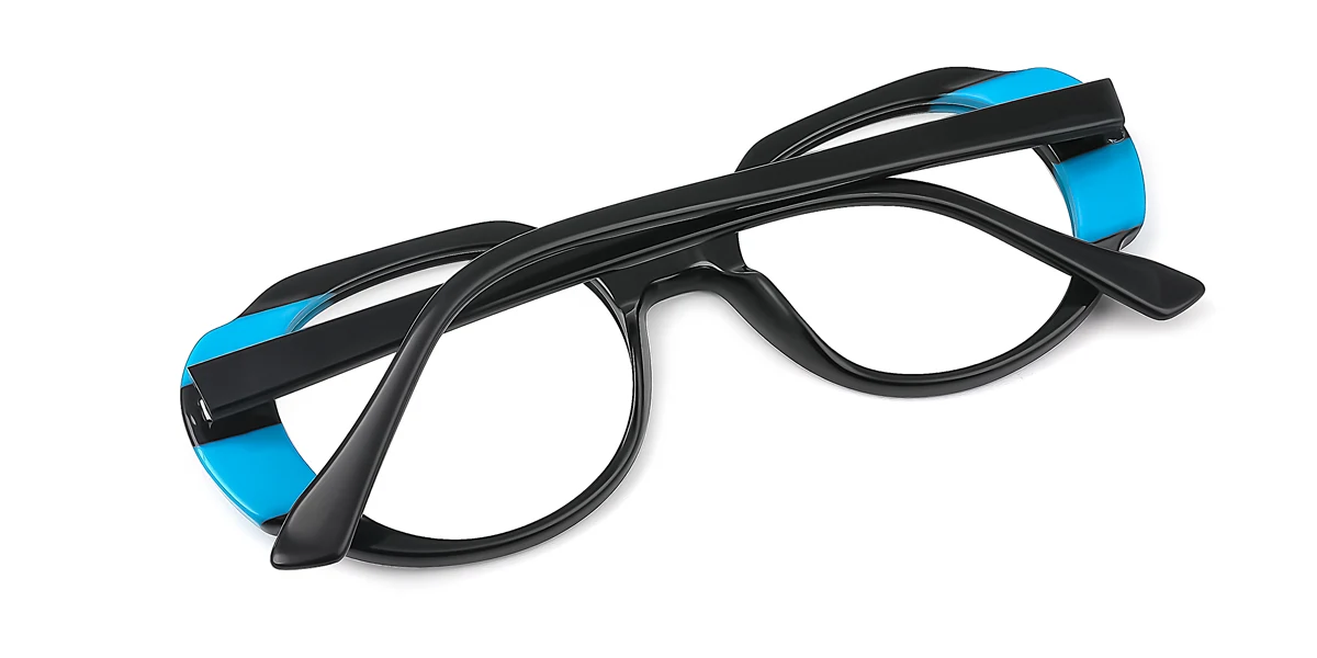 Blue Oval Gorgeous Floral Acetate Spring Hinges Eyeglasses | WhereLight