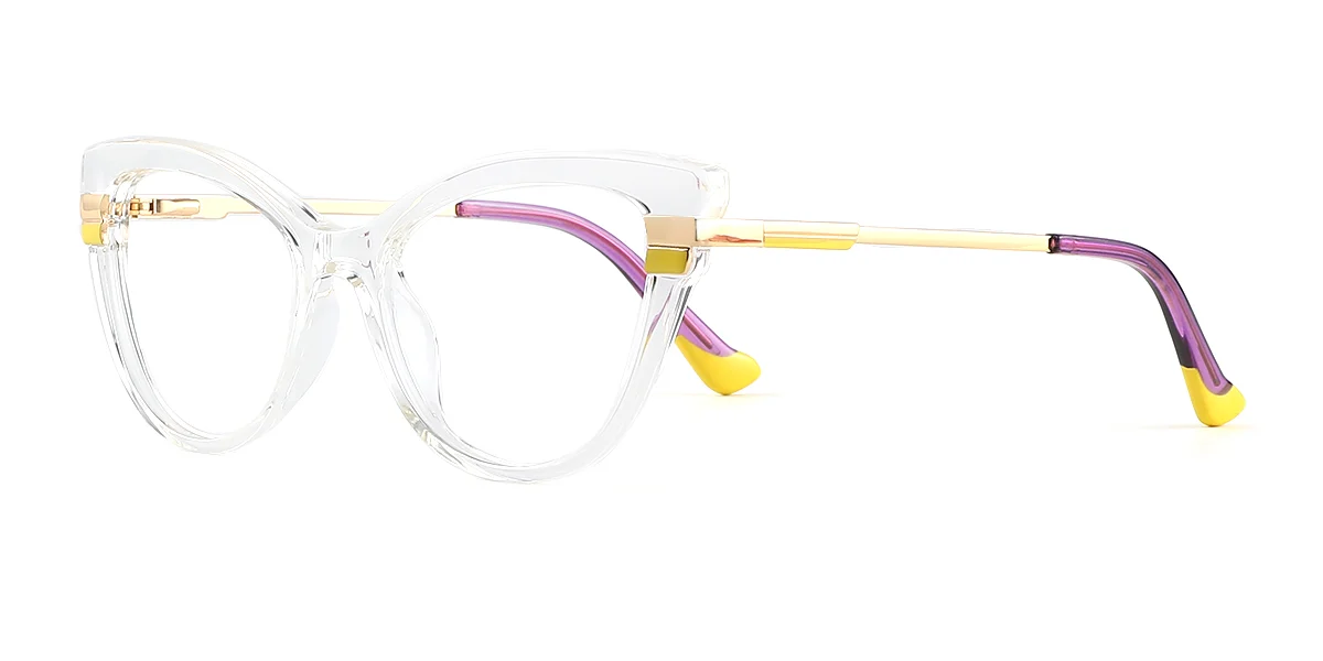 Clear Cateye Simple Spring Hinges Custom Engraving Eyeglasses | WhereLight