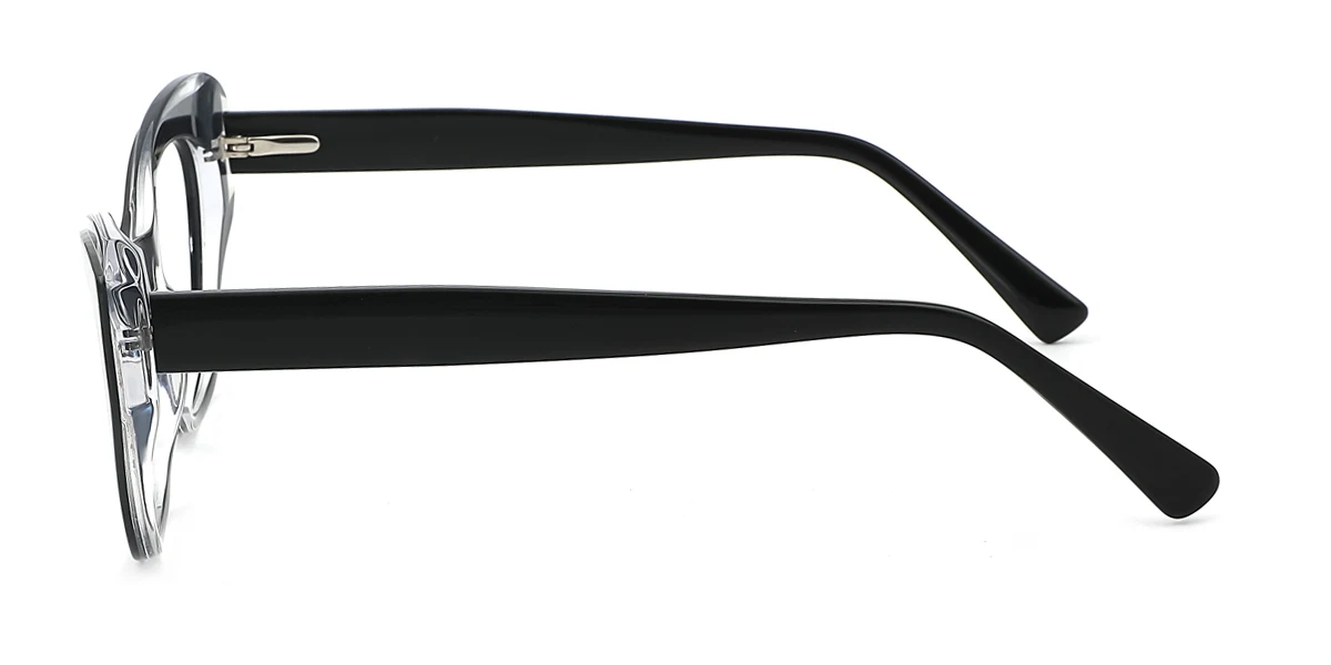 Black Cateye Irregular Classic Unique Spring Hinges Custom Engraving Eyeglasses | WhereLight
