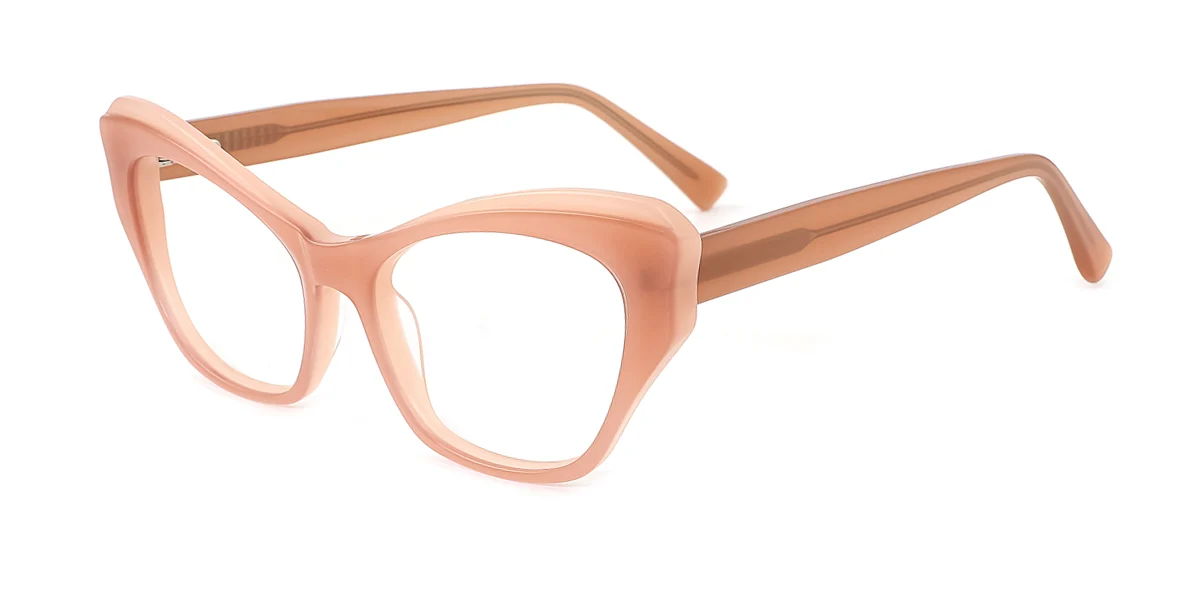 Pink Cateye Irregular Classic Unique Spring Hinges Custom Engraving Eyeglasses | WhereLight