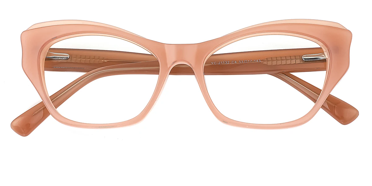 Pink Cateye Irregular Classic Unique Spring Hinges Custom Engraving Eyeglasses | WhereLight