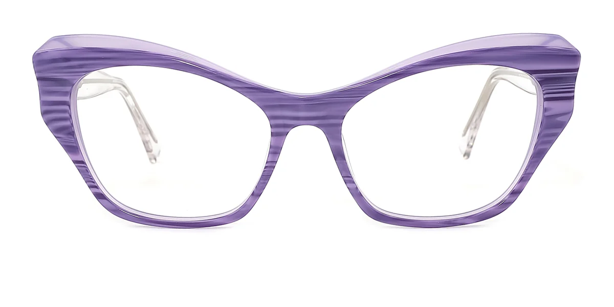 Purple Cateye Irregular Classic Unique Spring Hinges Custom Engraving Eyeglasses | WhereLight