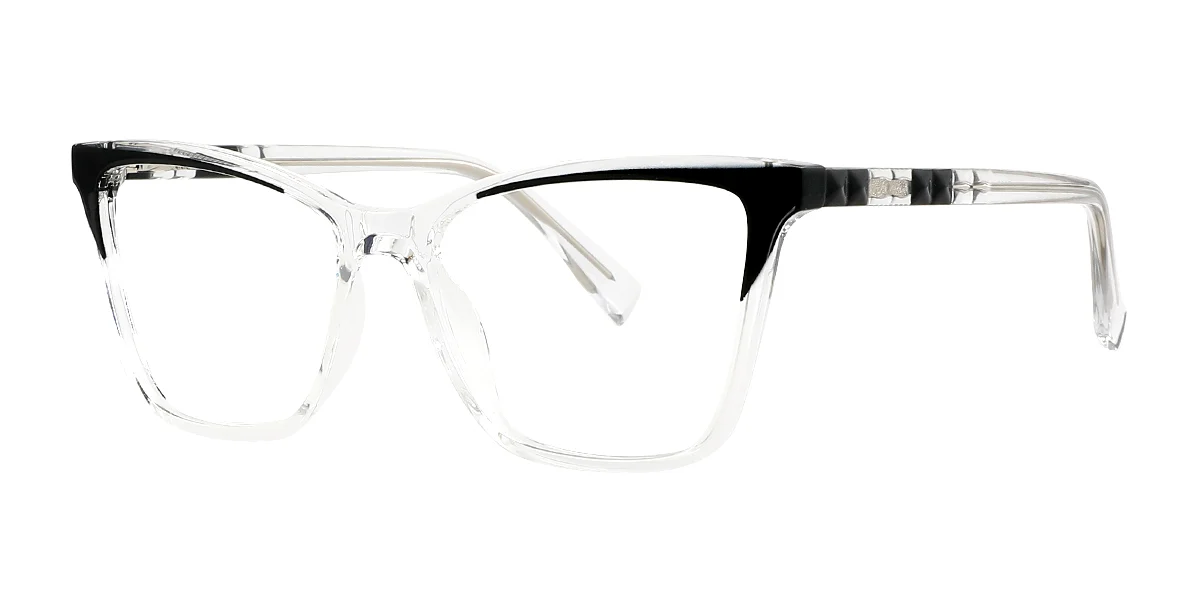 Clear Rectangle Simple Classic Custom Engraving Eyeglasses | WhereLight