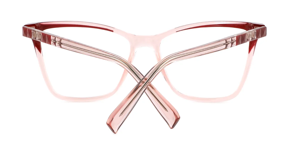 Pink Rectangle Simple Classic Custom Engraving Eyeglasses | WhereLight
