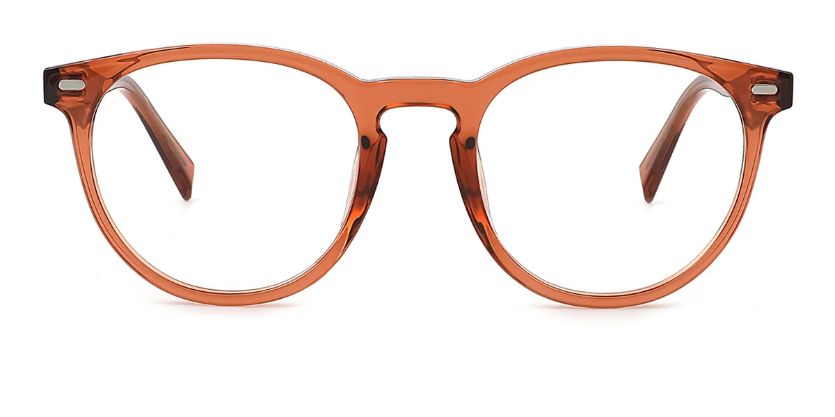 Brown Round Oval Simple Classic Retro Custom Engraving Eyeglasses | WhereLight