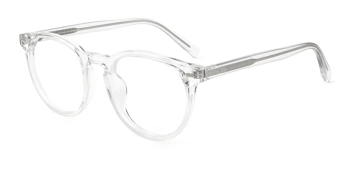 Clear Round Oval Simple Classic Retro Custom Engraving Eyeglasses | WhereLight