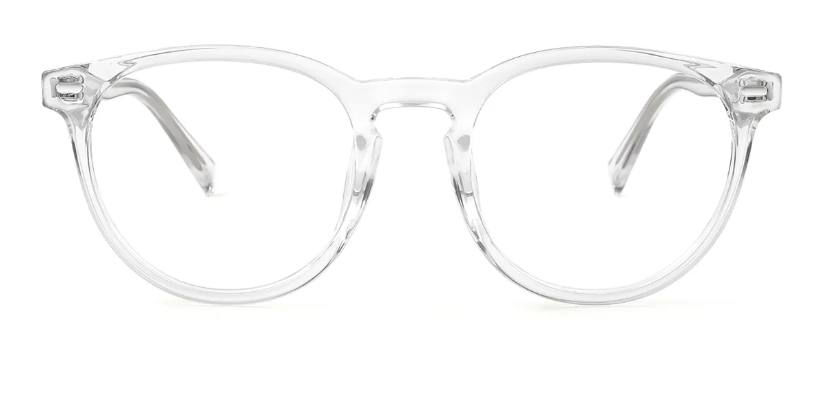 Clear Round Oval Simple Classic Retro Custom Engraving Eyeglasses | WhereLight