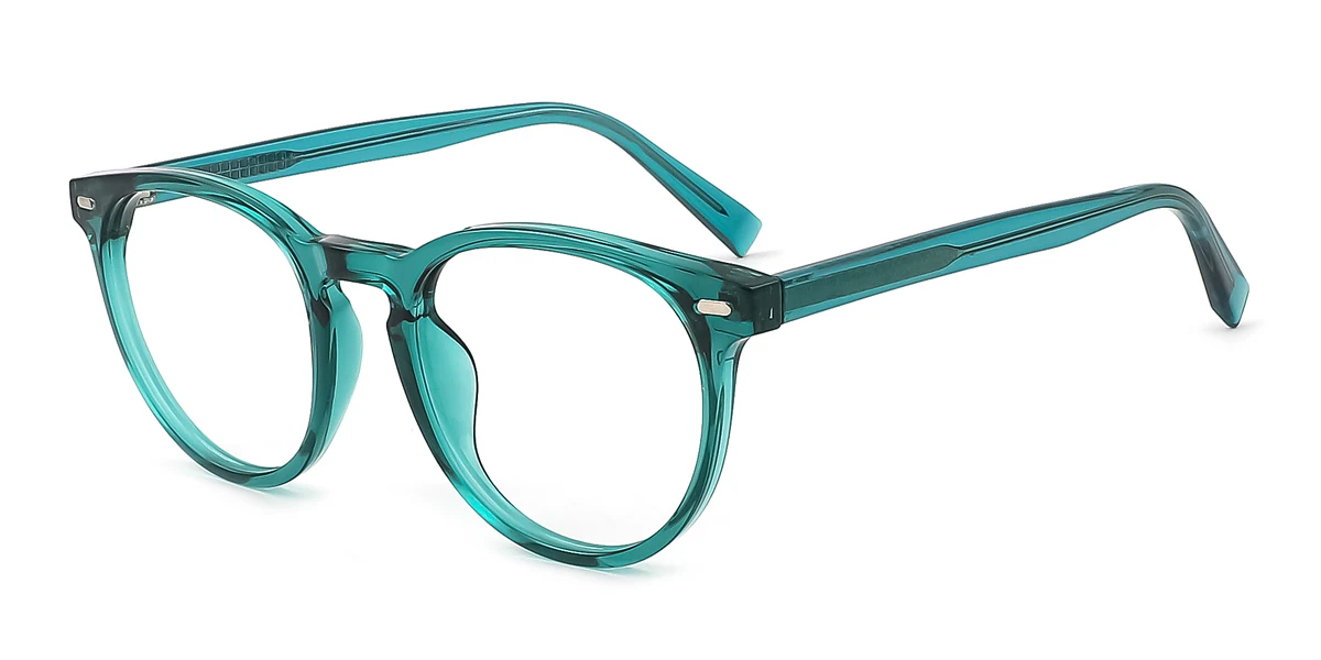 Green Round Oval Simple Classic Retro Custom Engraving Eyeglasses | WhereLight