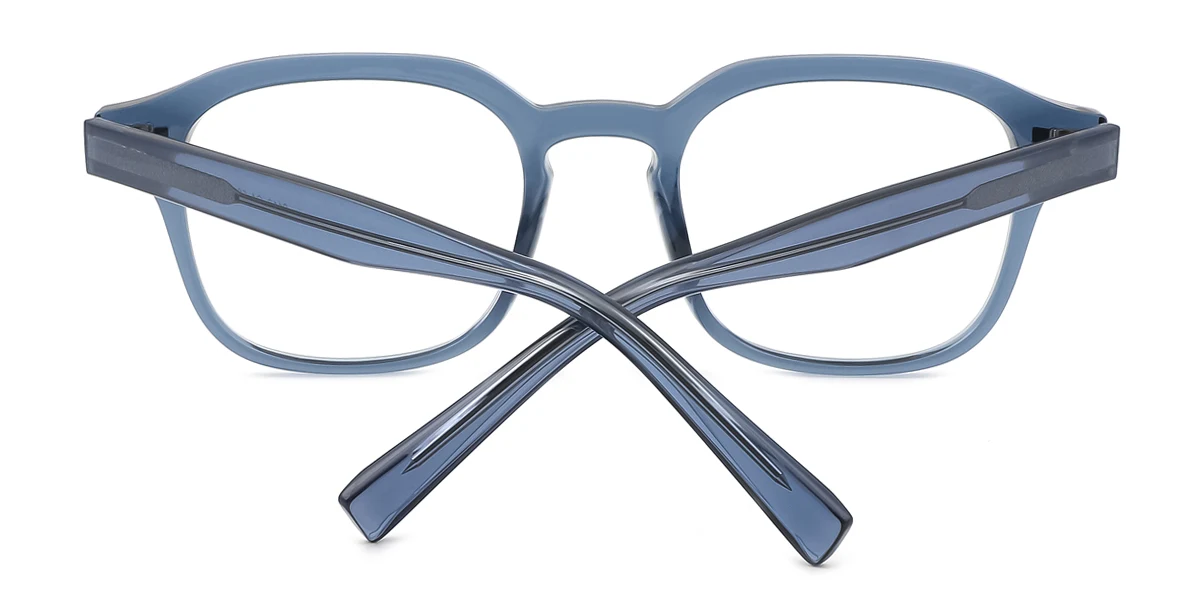 Blue Rectangle Irregular Simple Classic Retro Custom Engraving Eyeglasses | WhereLight