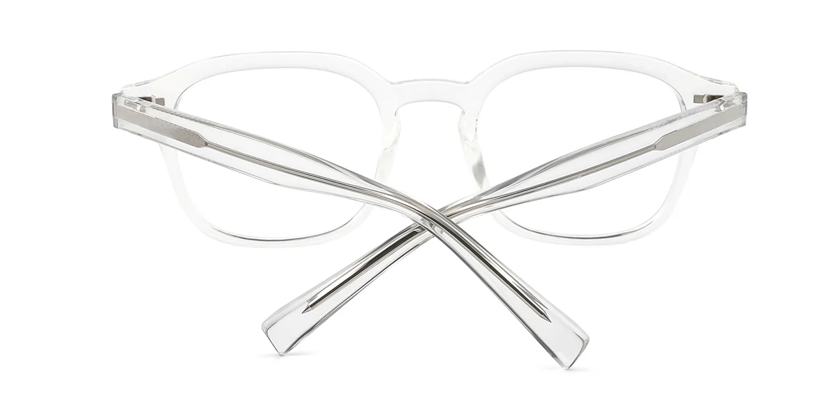 Clear Rectangle Irregular Simple Classic Retro Custom Engraving Eyeglasses | WhereLight