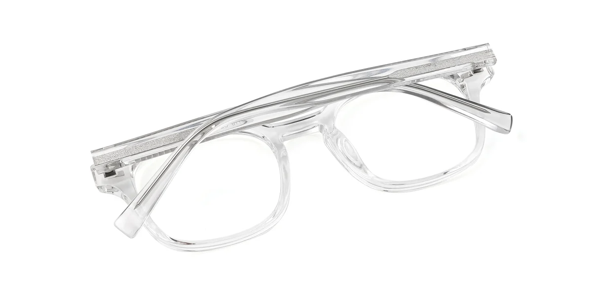 Clear Rectangle Irregular Simple Classic Retro Custom Engraving Eyeglasses | WhereLight