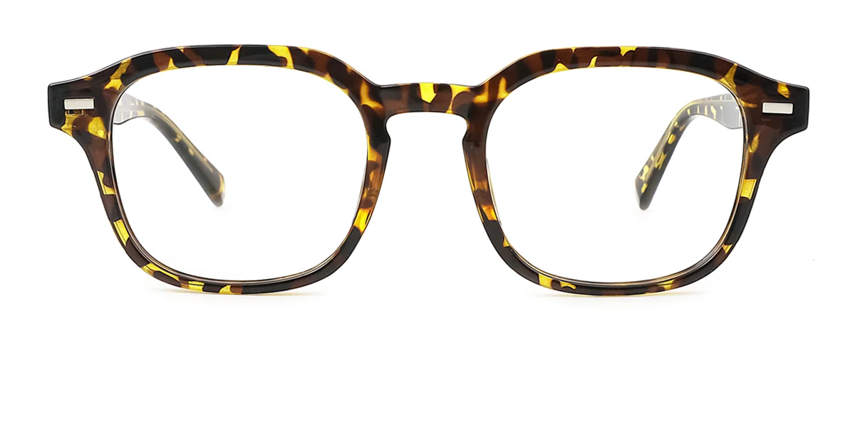 Tortoiseshell Rectangle Irregular Simple Classic Retro Custom Engraving Eyeglasses | WhereLight
