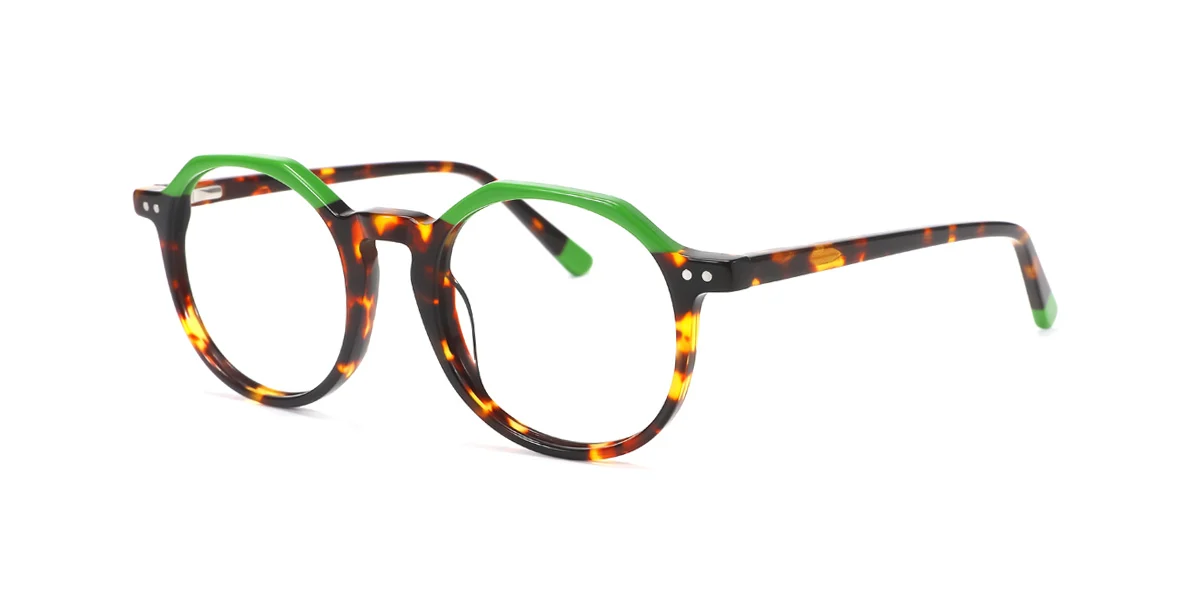 Green Oval Irregular Gorgeous Spring Hinges Eyeglasses | WhereLight